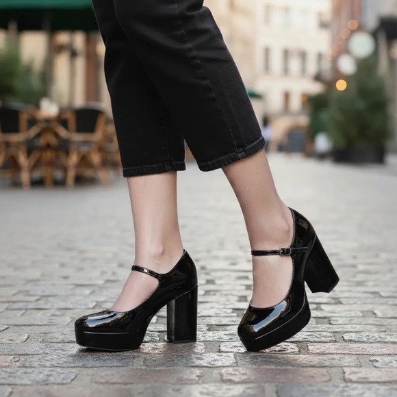 BCBGeneration 8.5 Black Patent Selica Platform Mary Janes NWT R$109 - Picture 1 of 9